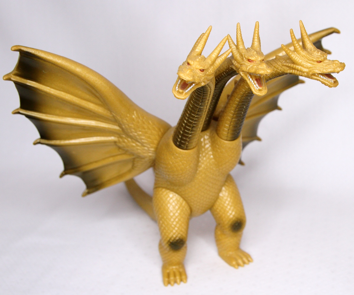 1991年にバンダイから発売されたソフビ『キングギドラ(1991)』の全身を撮影