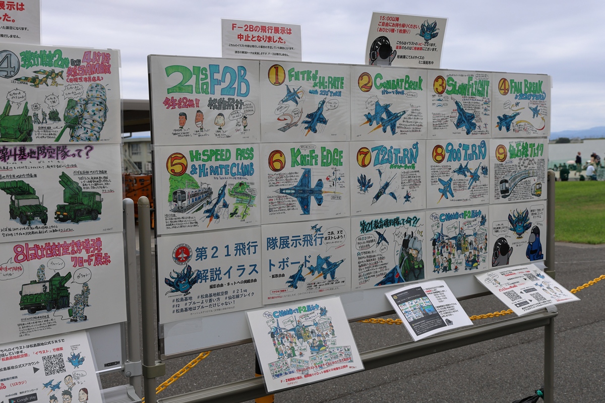 格納庫前に展示されていたF-2の展示飛行解説ボード