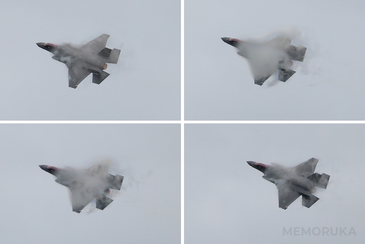 F-35がベイパーに包まれる瞬間を、時系列順に並べた写真